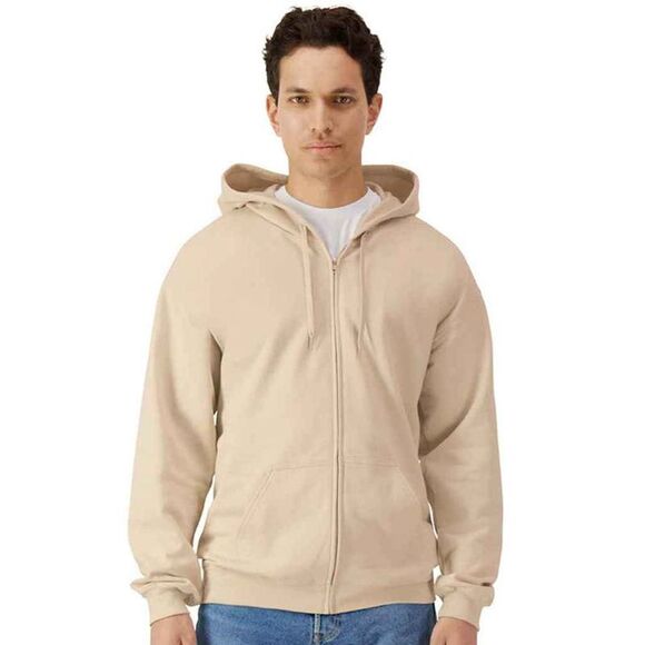 Gildan Mens Softstyle Midweight Full Zip Hoodie / Sand
